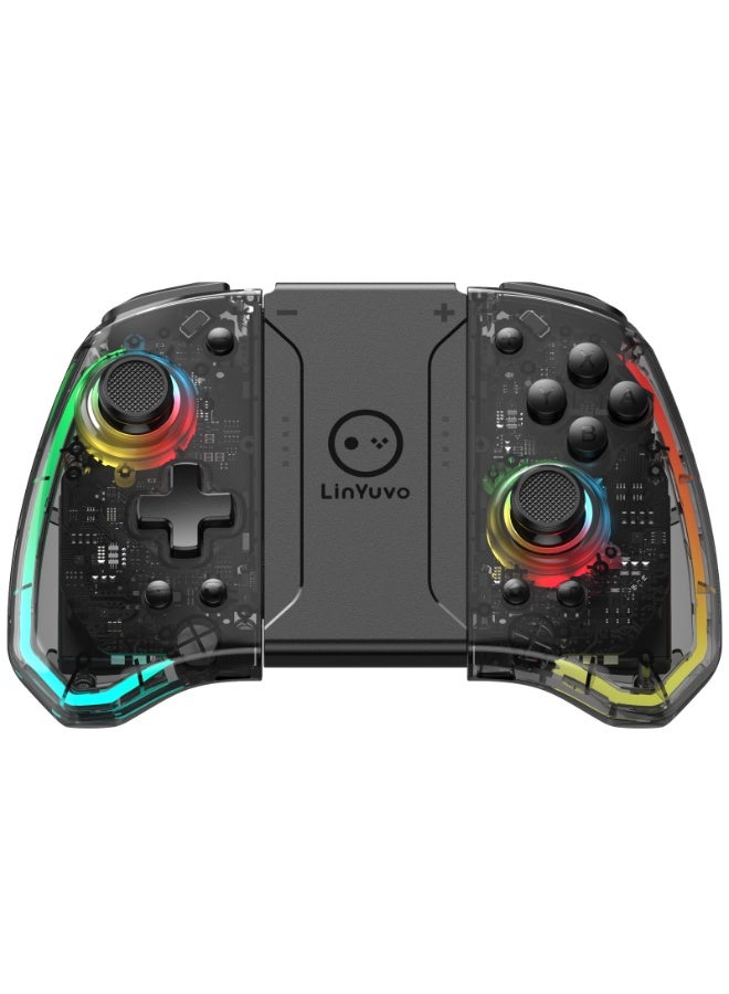 LinYuvo Classic Joycon LinYuvo KS40 Bluetooth Game Controller for Switch, Switch Lite, Switch OLED with RGB Light, Metal Joystick, Six-Axis Gyroscope, Turbo Burst Function, Adjustment Dual Vibration, Programmable Function, One-Key Wake Up - Image 1